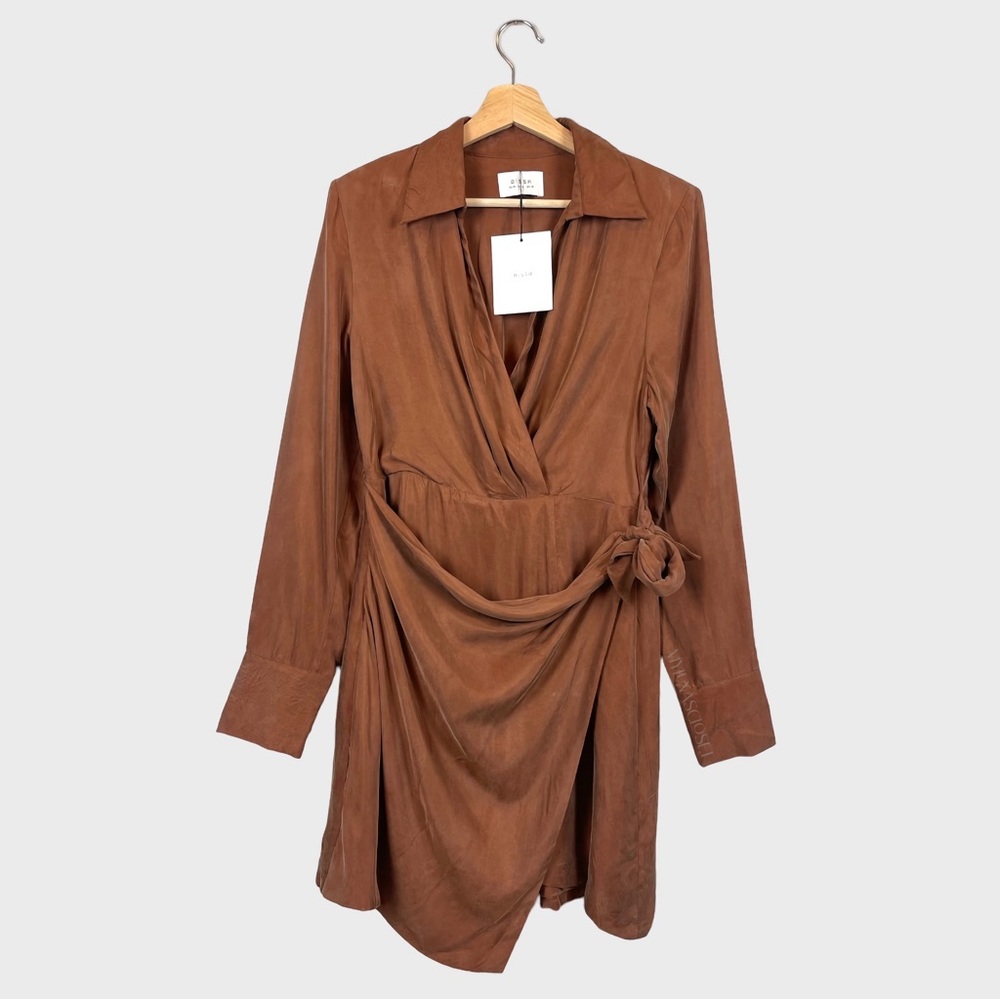 DISSH Sasha Tan Wrap Mini Dress